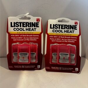 2x Listerine Cool Heat cinnamon Packs 72 strips